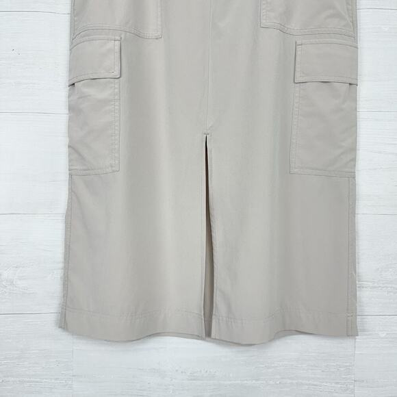 Athleta Cargo Midi Skirt Womens 12 Beige Brooklyn Heights High Rise Lightweight - Picture 5 of 15